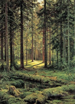 Artworks in 150 Subjects Painting - coniferous forest sunny day 1895 classical landscape Ivan Ivanovich trees